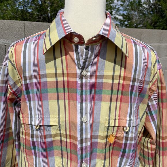 46664 It's in our Hands Colorful Plaid Button Down Shirt Mens Large N.Mandela 41 - Picture 3 of 16